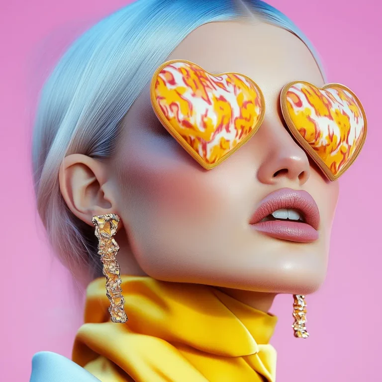pink yellow heart eyes digital marketing model girl