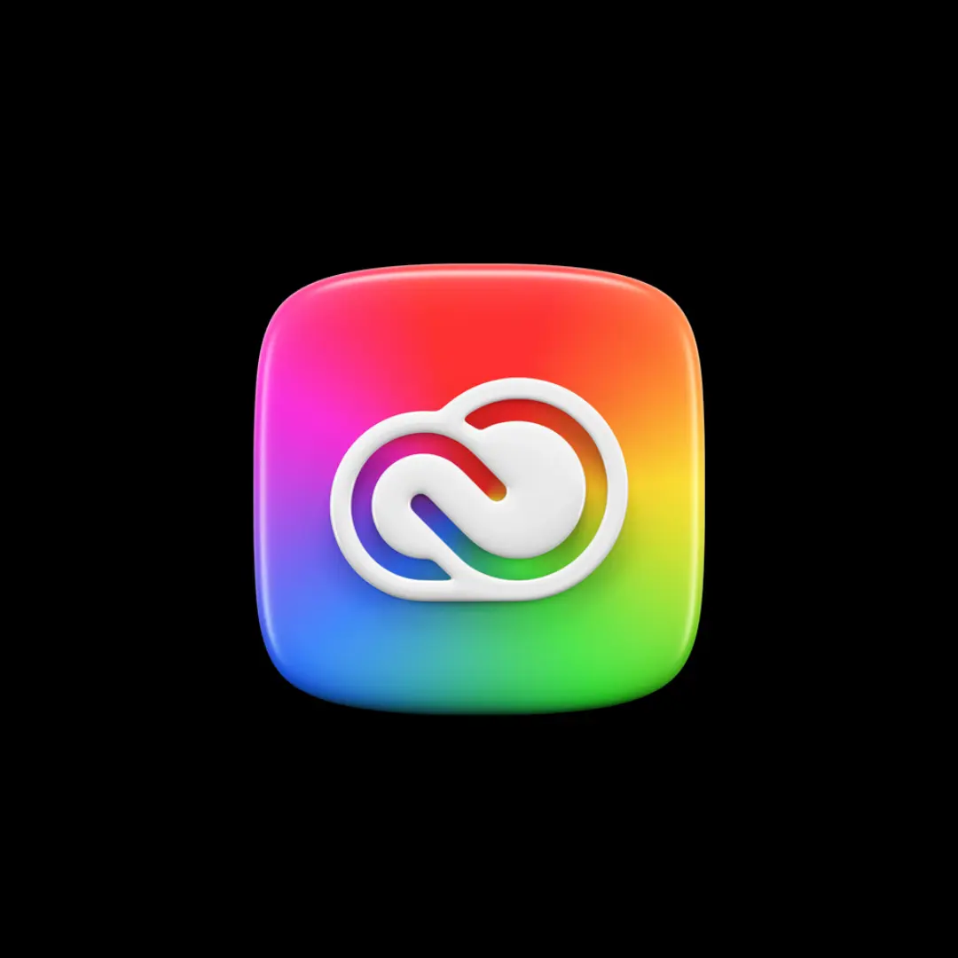 3D Adobe Creative Cloud logo icon with a colourful gradient background.
